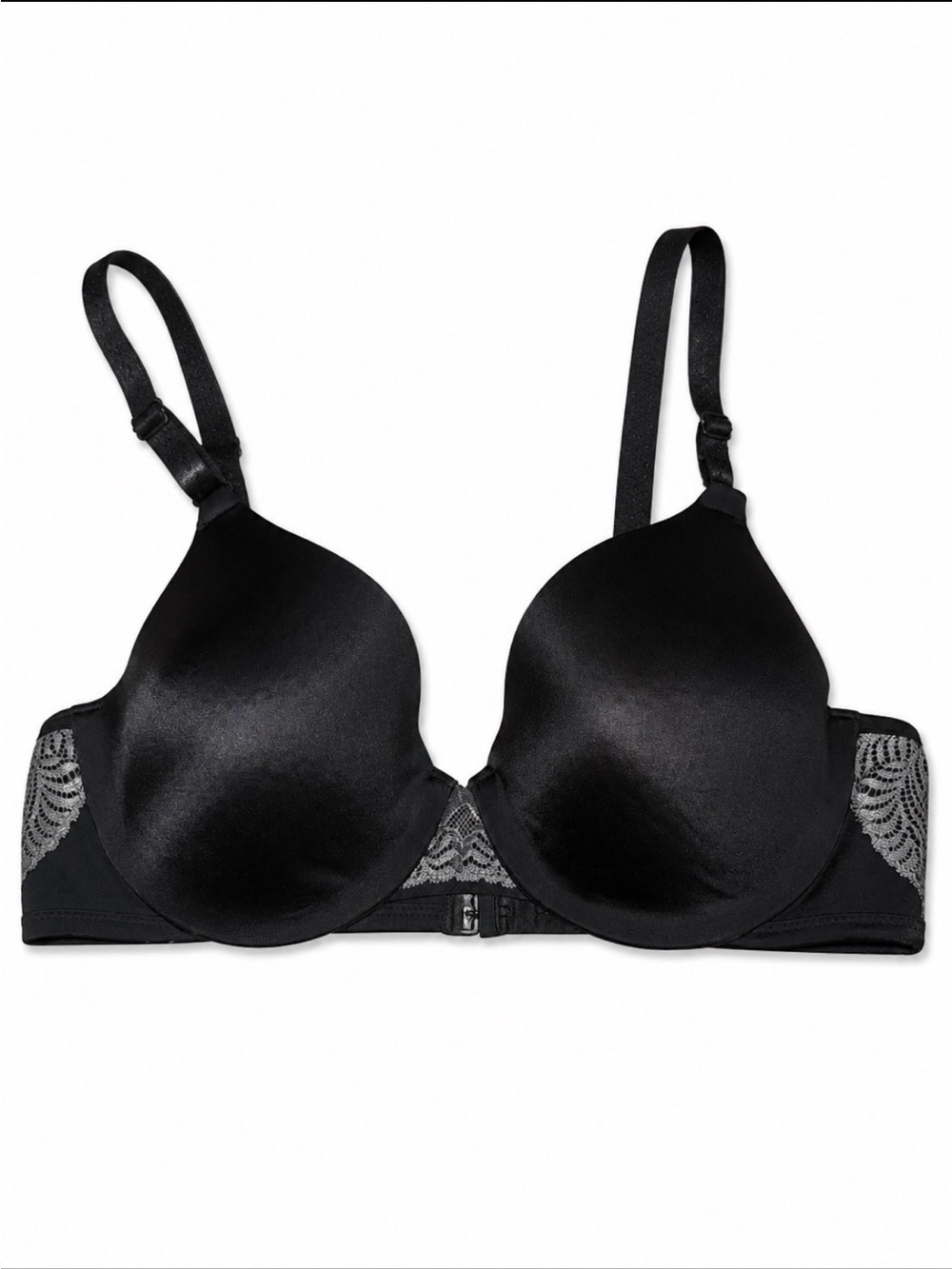 Vanity Fair bra Black Lace-Accent push up T-Shirt SZ 36C lightly Padded lace